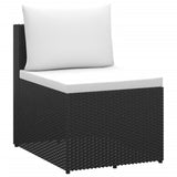 NNEVL 3 Seater Garden Sofa Black Poly Rattan with White Cushions