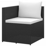 NNEVL 3 Seater Garden Sofa Black Poly Rattan with White Cushions