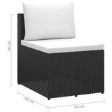 NNEVL 3 Seater Garden Sofa Black Poly Rattan with White Cushions