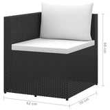 NNEVL 3 Seater Garden Sofa Black Poly Rattan with White Cushions