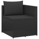 NNEVL 3 Seater Garden Sofa Black Poly Rattan with Black Cushions