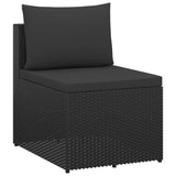 NNEVL 3 Seater Garden Sofa Black Poly Rattan with Black Cushions