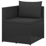 NNEVL 3 Seater Garden Sofa Black Poly Rattan with Black Cushions