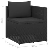 NNEVL 3 Seater Garden Sofa Black Poly Rattan with Black Cushions