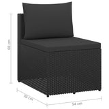 NNEVL 3 Seater Garden Sofa Black Poly Rattan with Black Cushions