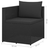 NNEVL 3 Seater Garden Sofa Black Poly Rattan with Black Cushions