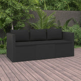 NNEVL 3 Seater Garden Sofa Black Poly Rattan with Black Cushions