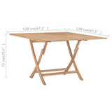 NNEVL Folding Garden Table 120x120x75 cm Solid Teak Wood