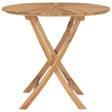 NNEVL Folding Garden Table Ø 85 cm Solid Teak Wood