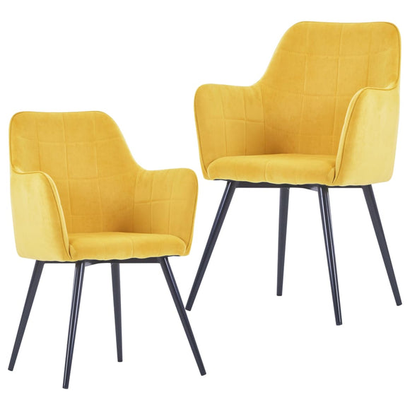 NNEVL Dining Chairs 2 pcs Yellow Velvet