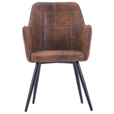 NNEVL Dining Chairs 2 pcs Brown Faux Suede Leather
