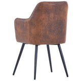 NNEVL Dining Chairs 2 pcs Brown Faux Suede Leather