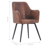 NNEVL Dining Chairs 2 pcs Brown Faux Suede Leather