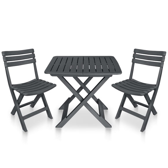 NNEVL 3 Piece Folding Bistro Set Plastic Anthracite