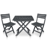 NNEVL 3 Piece Folding Bistro Set Plastic Anthracite