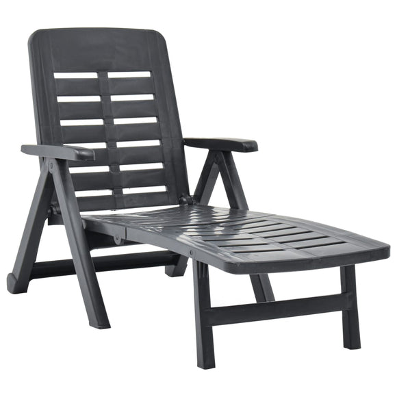 NNEVL Folding Sun Lounger Plastic Anthracite