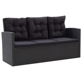 NNEVL 6 Piece Garden Lounge Set with Cushions Poly Rattan Black