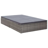 NNEVL Double Sun Lounger with Cushion Poly Rattan Grey