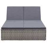 NNEVL Double Sun Lounger with Cushion Poly Rattan Grey