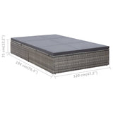 NNEVL Double Sun Lounger with Cushion Poly Rattan Grey