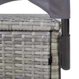 NNEVL Double Sun Lounger with Canopy Poly Rattan Grey