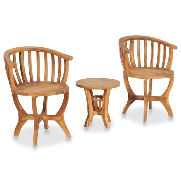 NNEVL 3 Piece Garden Bistro Set Solid Teak Wood
