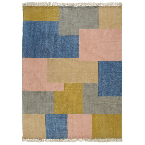 NNEVL Handwoven Kilim Rug Cotton 120x180 cm Printed Multicolour