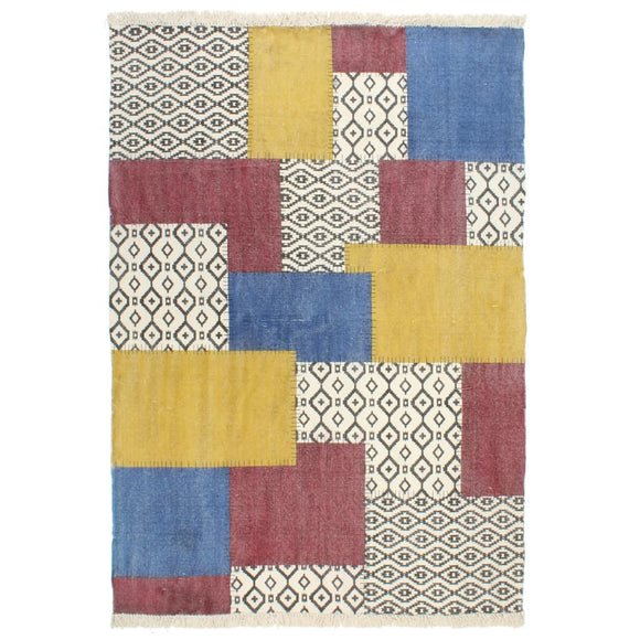 NNEVL Handwoven Kilim Rug Cotton 120x180 cm Printed Multicolour