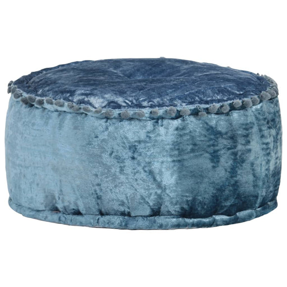 NNEVL Round Pouffe Velvet 40x20 cm Blue