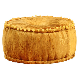 NNEVL Round Pouffe Velvet 40x20 cm Mustard