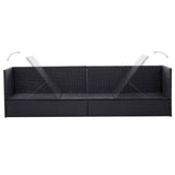 NNEVL Garden Bed with Cushion and Pillow Poly Rattan Black