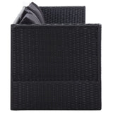 NNEVL Garden Bed with Cushion and Pillow Poly Rattan Black