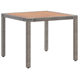 NNEVL Garden Table Grey 90x90x75 cm Poly Rattan and Solid Acacia Wood
