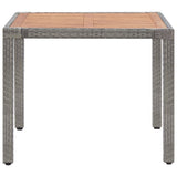 NNEVL Garden Table Grey 90x90x75 cm Poly Rattan and Solid Acacia Wood
