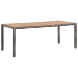 NNEVL Garden Table Grey 190x90x75 cm Poly Rattan and Solid Acacia Wood