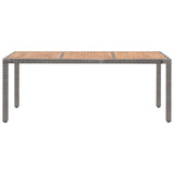 NNEVL Garden Table Grey 190x90x75 cm Poly Rattan and Solid Acacia Wood