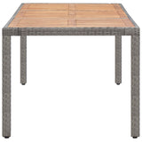 NNEVL Garden Table Grey 190x90x75 cm Poly Rattan and Solid Acacia Wood