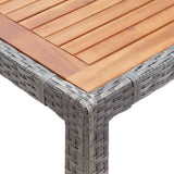 NNEVL Garden Table Grey 190x90x75 cm Poly Rattan and Solid Acacia Wood