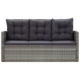 NNEVL 5 Piece Outdoor Dining Set with Cushions Poly Rattan Grey