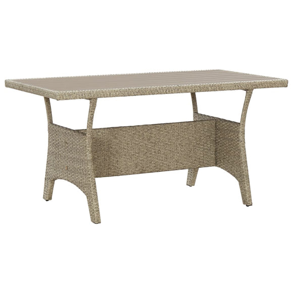 NNEVL Garden Table Grey 190x90x75 cm Poly Rattan and Solid Acacia Wood