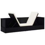NNEVL Garden Bed with Cushion & Pillows Poly Rattan Black