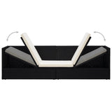 NNEVL Garden Bed with Cushion & Pillows Poly Rattan Black