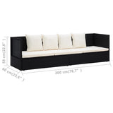NNEVL Garden Bed with Cushion & Pillows Poly Rattan Black