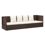 NNEVL Outdoor Lounge Bed with Cushion & Pillows Poly Rattan Brown