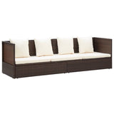NNEVL Outdoor Lounge Bed with Cushion & Pillows Poly Rattan Brown