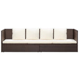 NNEVL Outdoor Lounge Bed with Cushion & Pillows Poly Rattan Brown