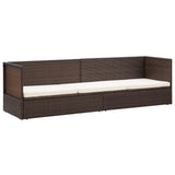 NNEVL Outdoor Lounge Bed with Cushion & Pillows Poly Rattan Brown