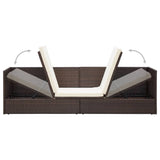 NNEVL Outdoor Lounge Bed with Cushion & Pillows Poly Rattan Brown