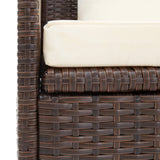 NNEVL Outdoor Lounge Bed with Cushion & Pillows Poly Rattan Brown