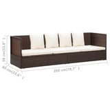 NNEVL Outdoor Lounge Bed with Cushion & Pillows Poly Rattan Brown